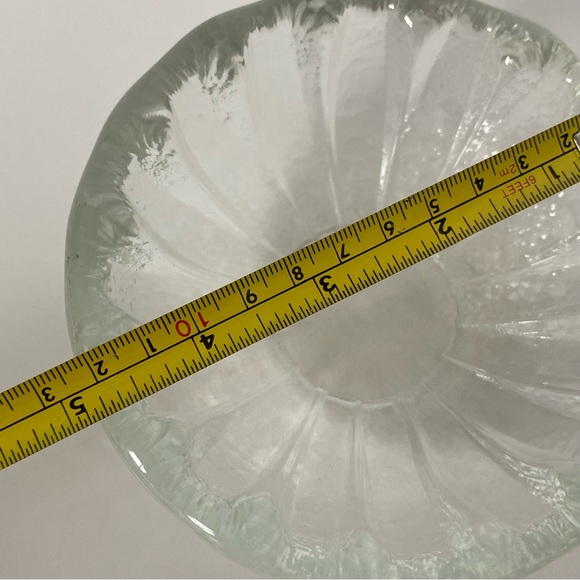 Recycled Glass Bowl Candy Dish 5” Clear Petal Style Flower Shape Heavy Trinket - Picture 7 of 15